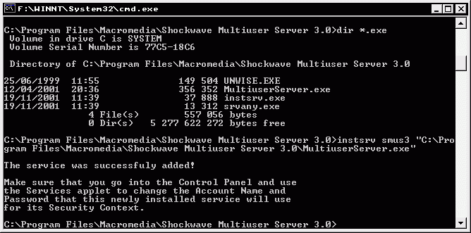 Install app using INSTSRV